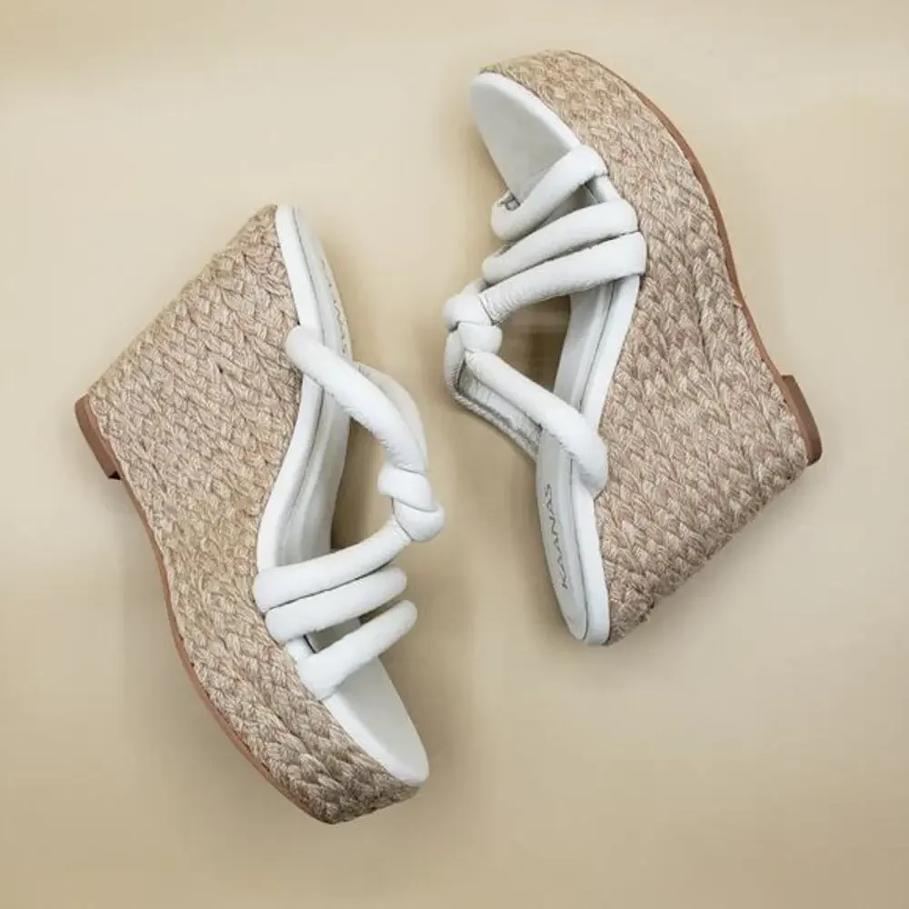 Kaanas x REVOLVE Daniela Wedge Sandals in Ivory Size‎ 8 Summer Dress Shoes